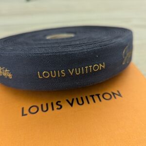 Louis Vuitton Blue & Gold Holiday Ribbon by the Yard